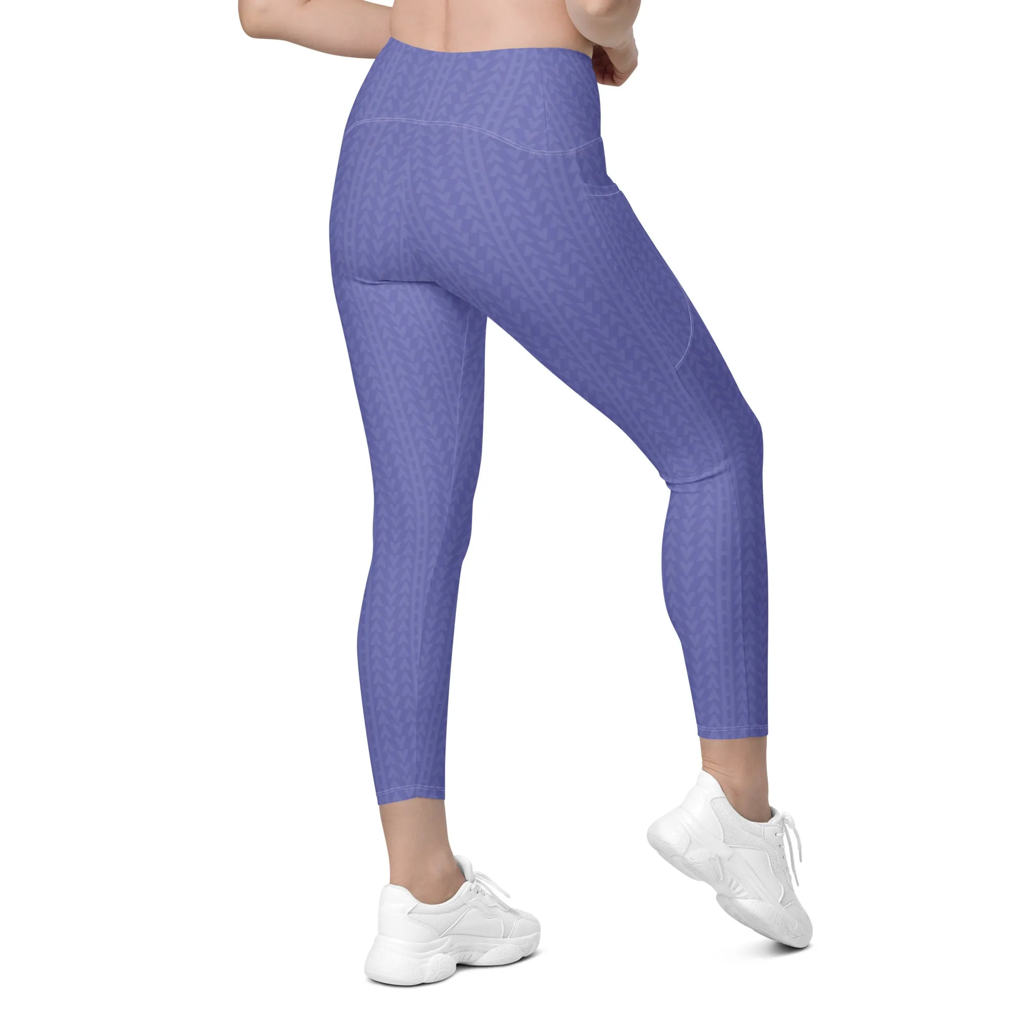 Lavender Bloom High Waisted Crossover Leggings with Pockets