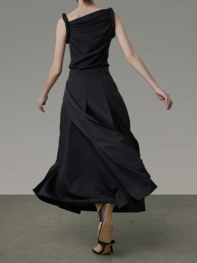 Layered Design A-line Long Skirt