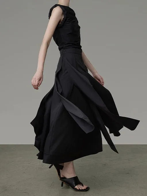 Layered Design A-line Long Skirt