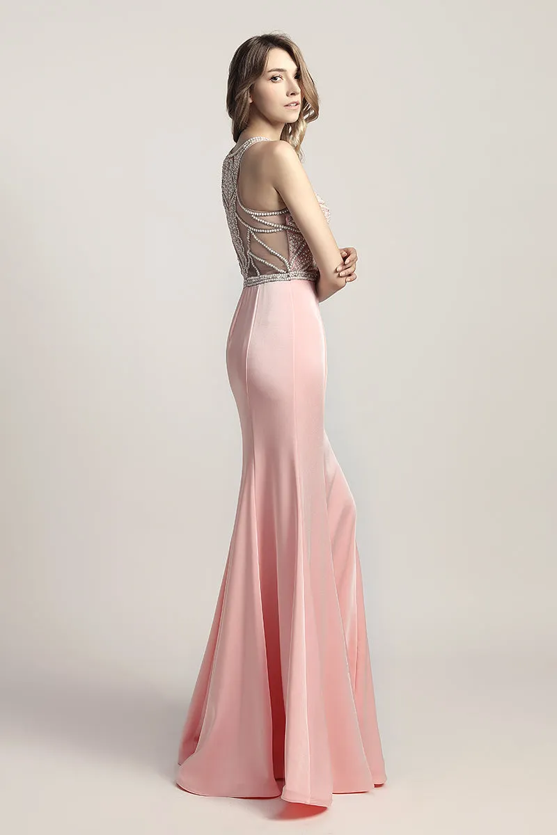 Light Pink Mermaid Long Evening Dress Formal Prom Dress