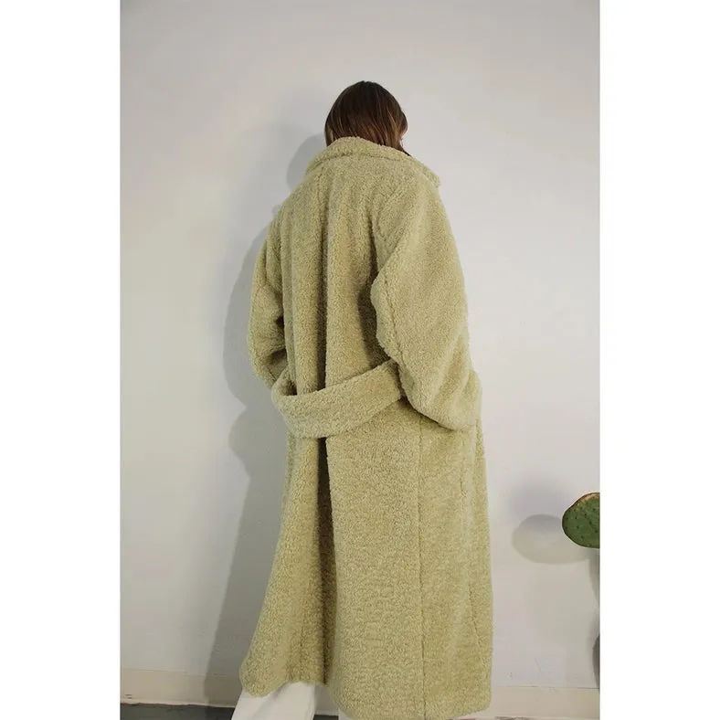 Long Teddy Bear Coat CREAMY SAGE