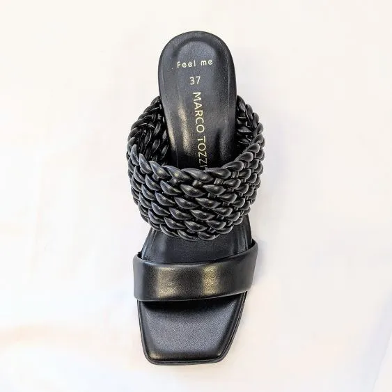 Marco Tozzi - Low Heeled Mule with Woven Strap Detailing and Kitten Heel