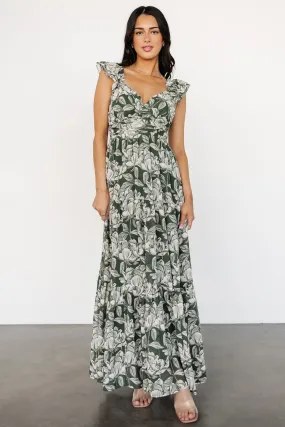 Martina Maxi Dress | Green   White