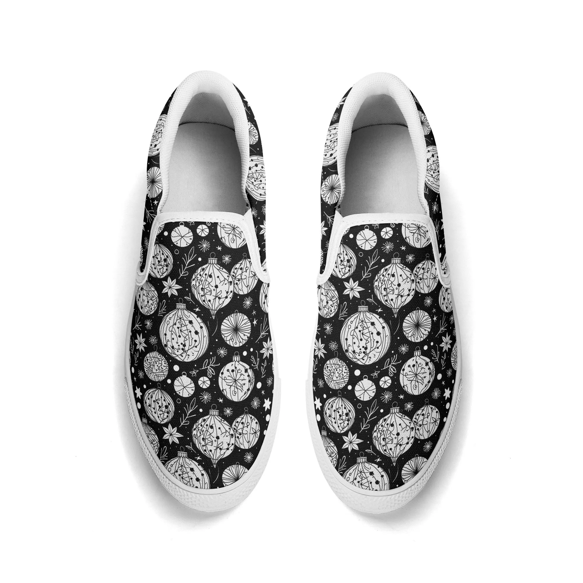 Mens Black and White Ornament Rubber Slip On Shoes