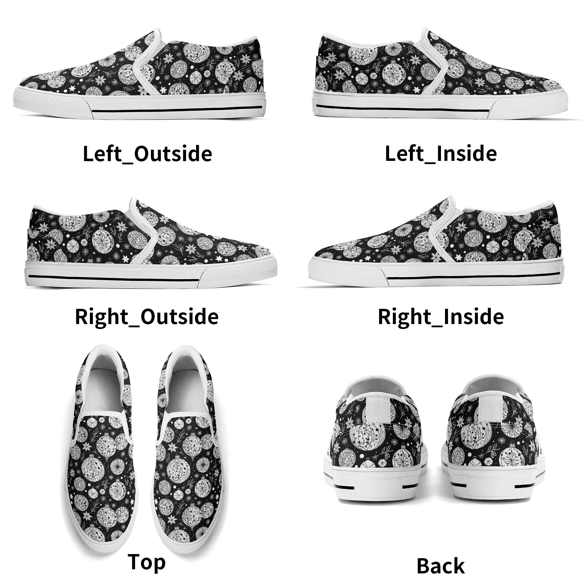 Mens Black and White Ornament Rubber Slip On Shoes