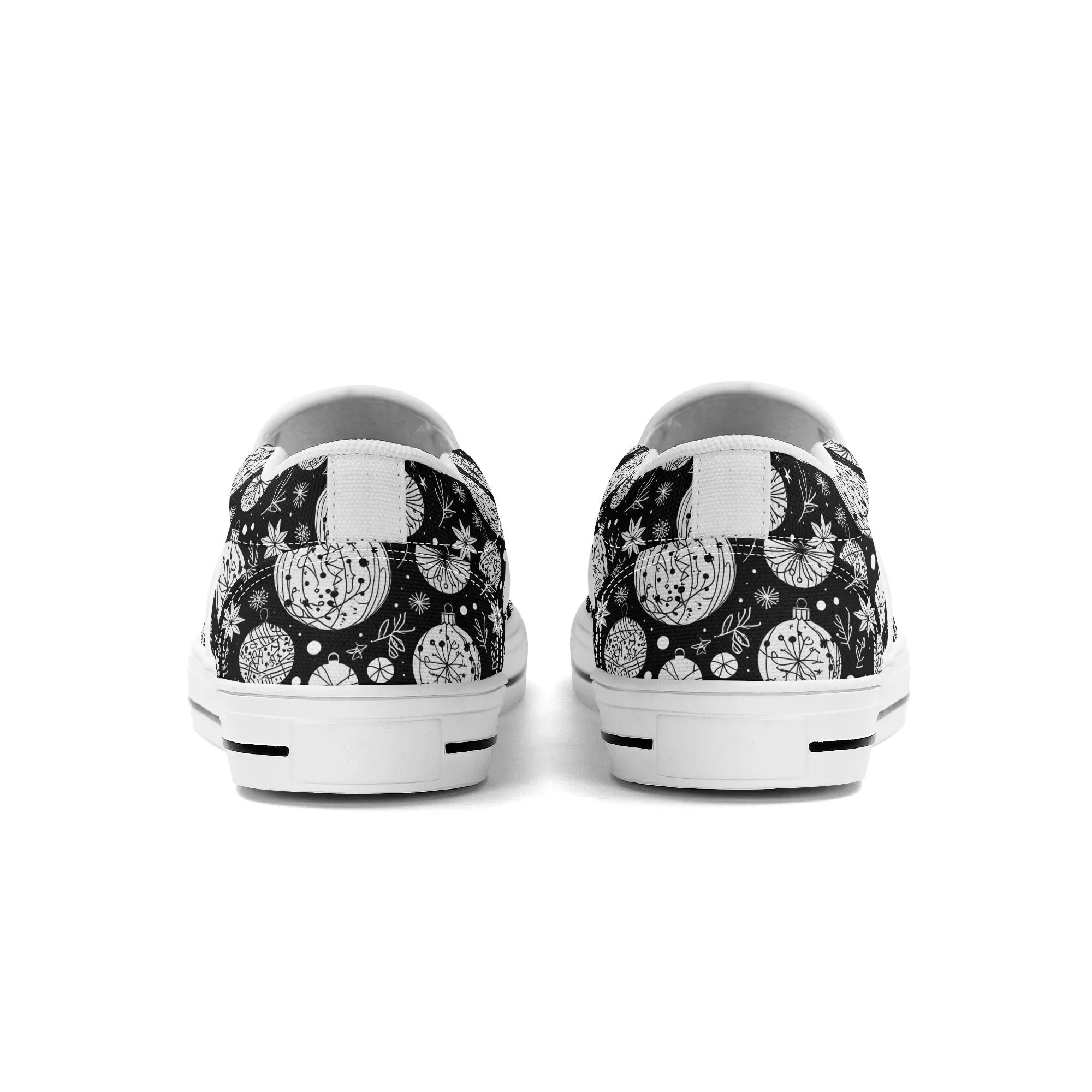 Mens Black and White Ornament Rubber Slip On Shoes