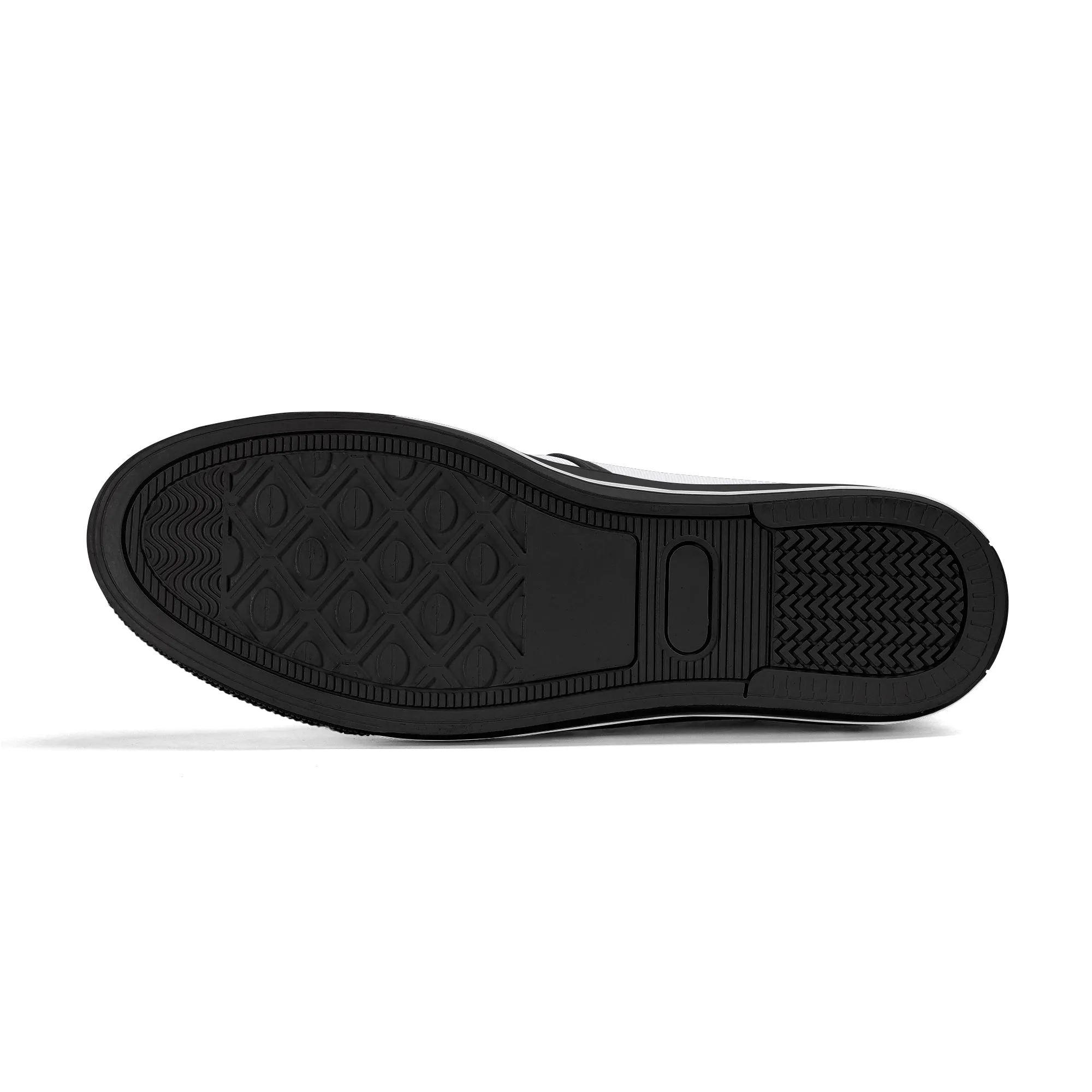 Mens Black and White Ornament Rubber Slip On Shoes