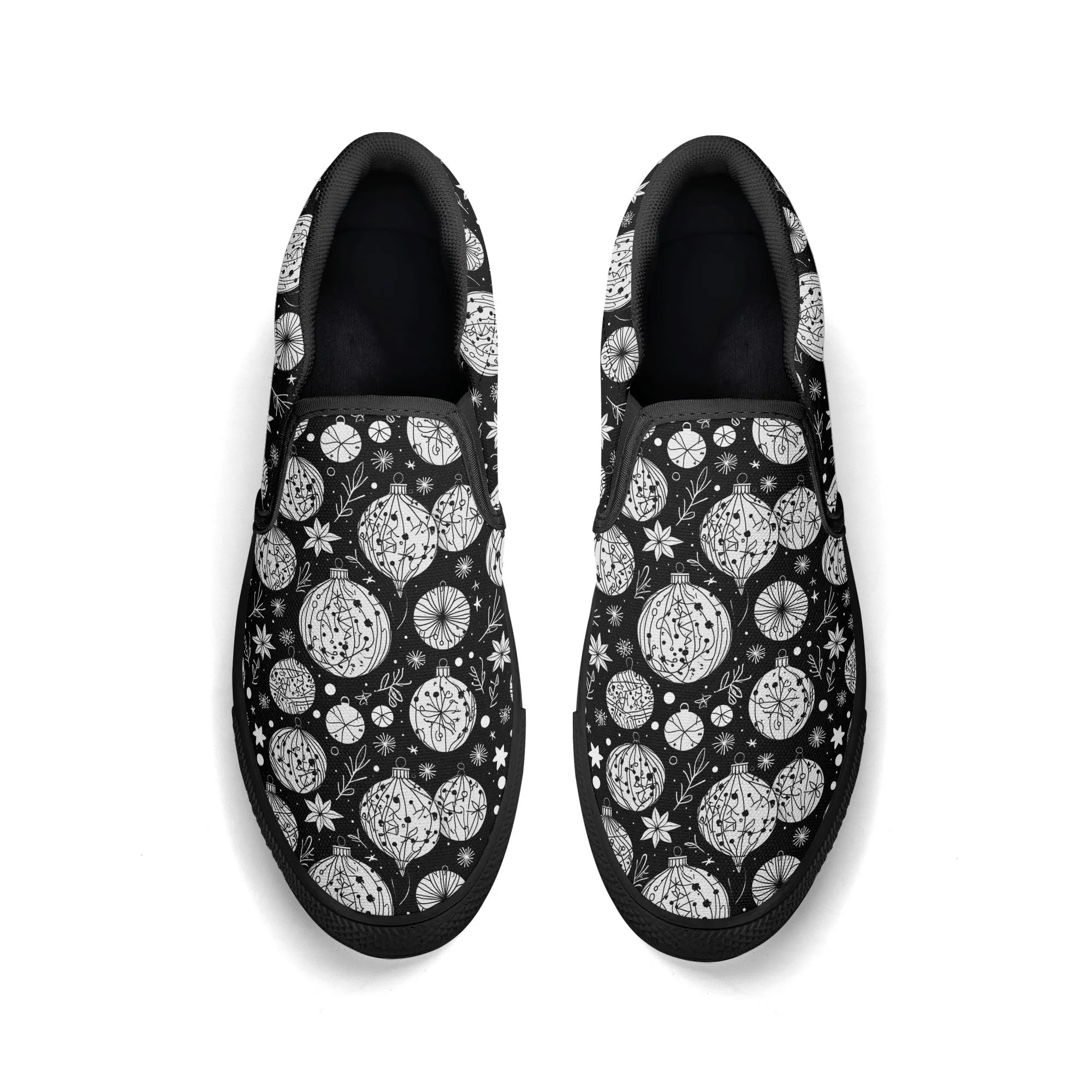 Mens Black and White Ornament Rubber Slip On Shoes