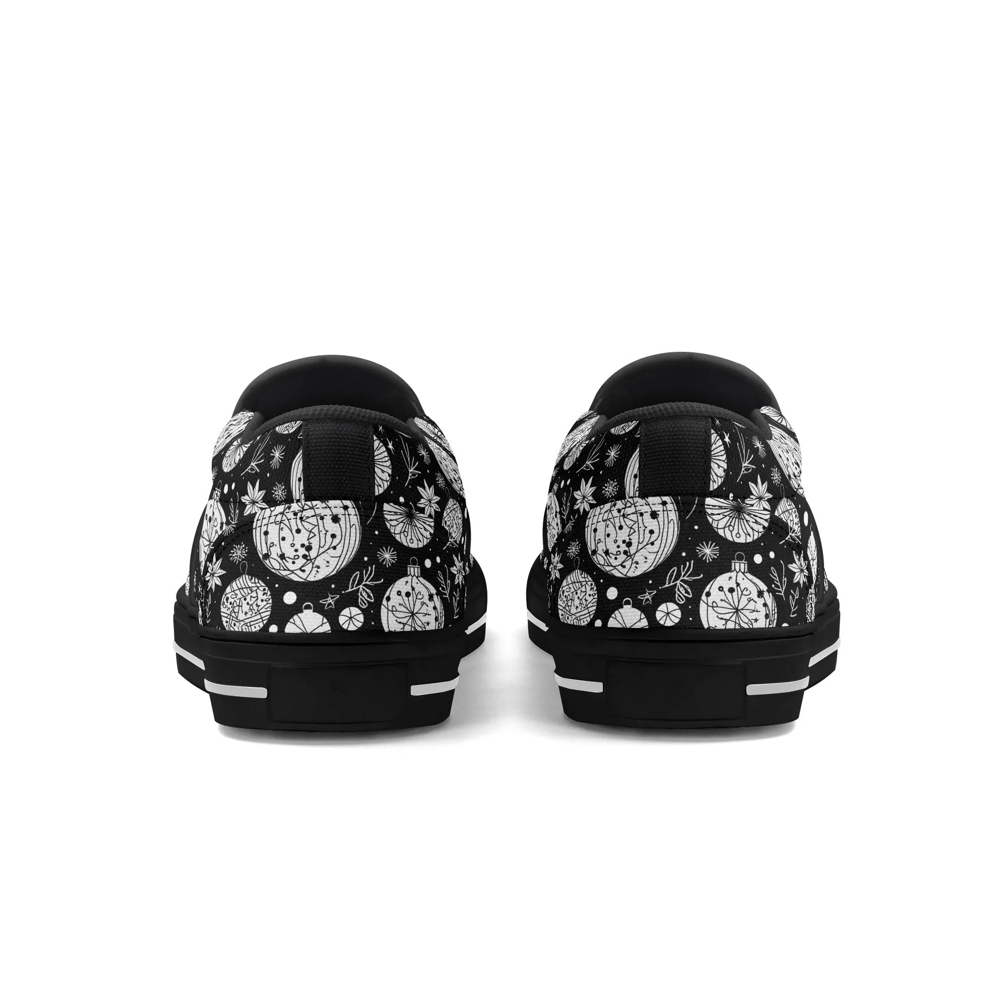 Mens Black and White Ornament Rubber Slip On Shoes