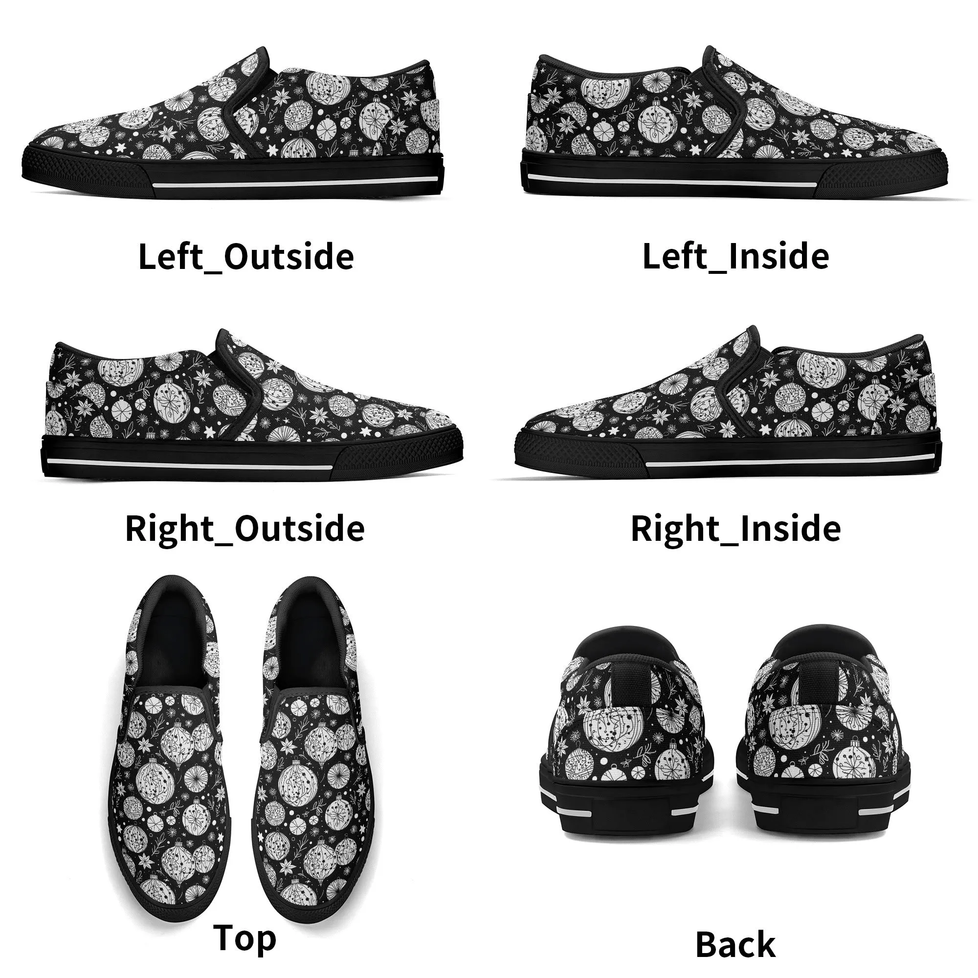 Mens Black and White Ornament Rubber Slip On Shoes