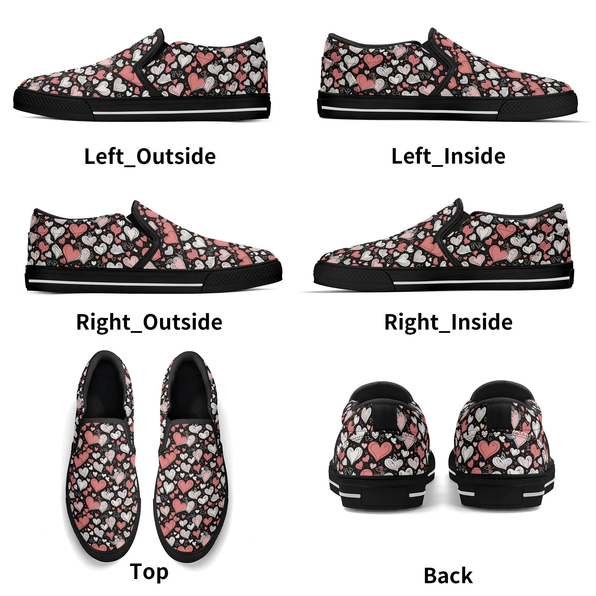 Mens Colorful Hearts Rubber Slip On Shoes