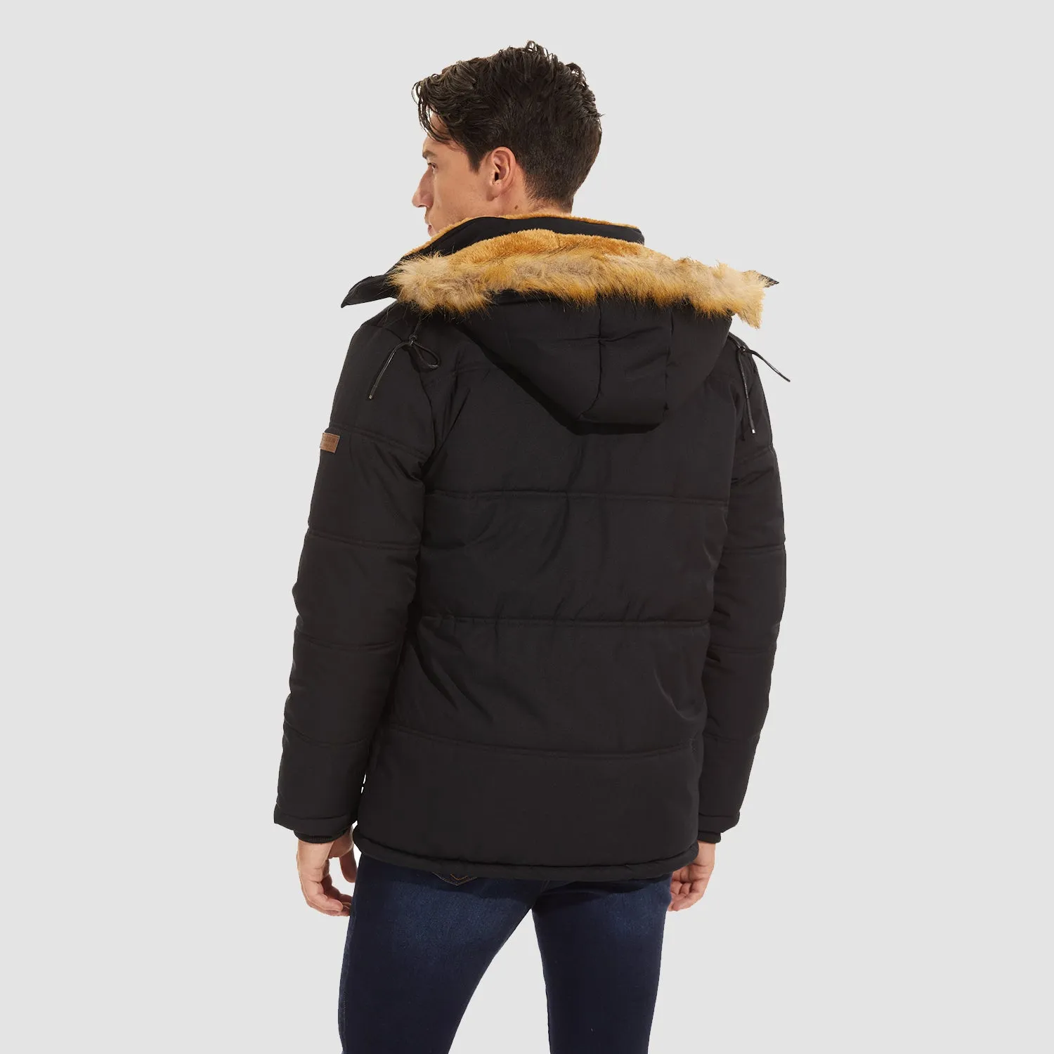 Men's Fleece Lined Parka Jacket - Hooded Puffer Warm Coat