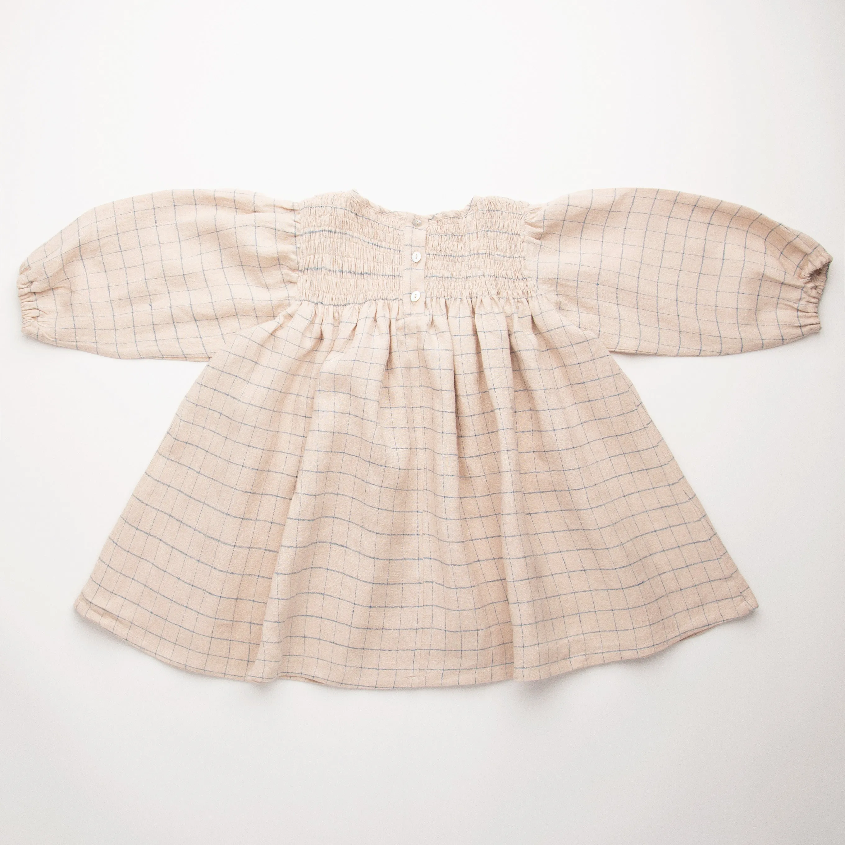 Nellie Quats Draughts Dress - Oat & Cornflower Windowpane Check