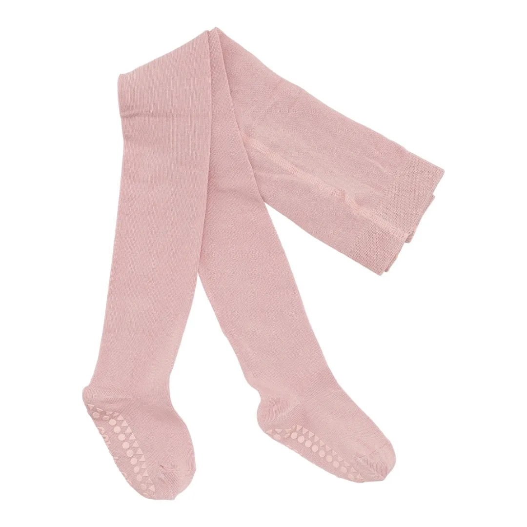 Non-slip tights with grip for toddlers - Organic Cotton - Dusty Rose