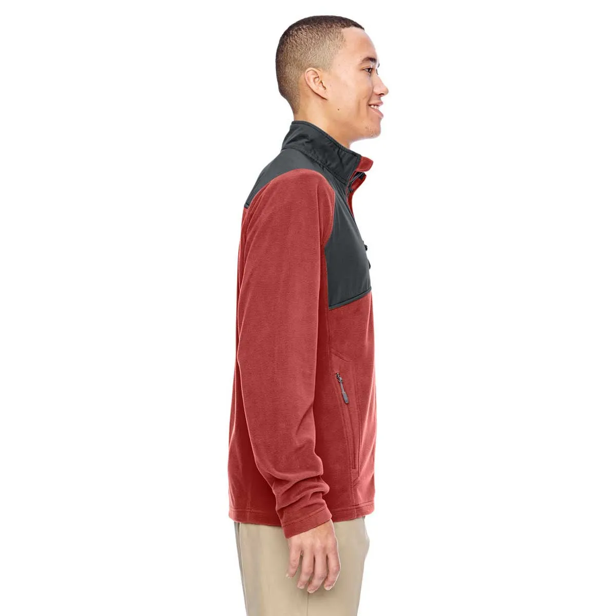 North End Men's Rust Excursion Trail Fabric-Block Fleece Jacket