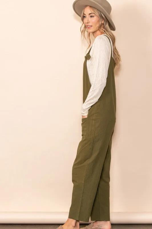 Olive Cozy Comfy Jumpsuit Overall