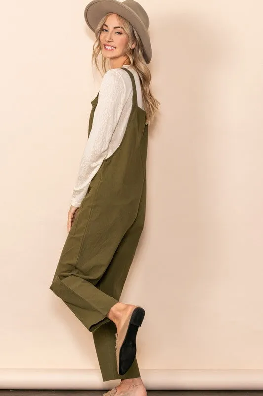 Olive Cozy Comfy Jumpsuit Overall