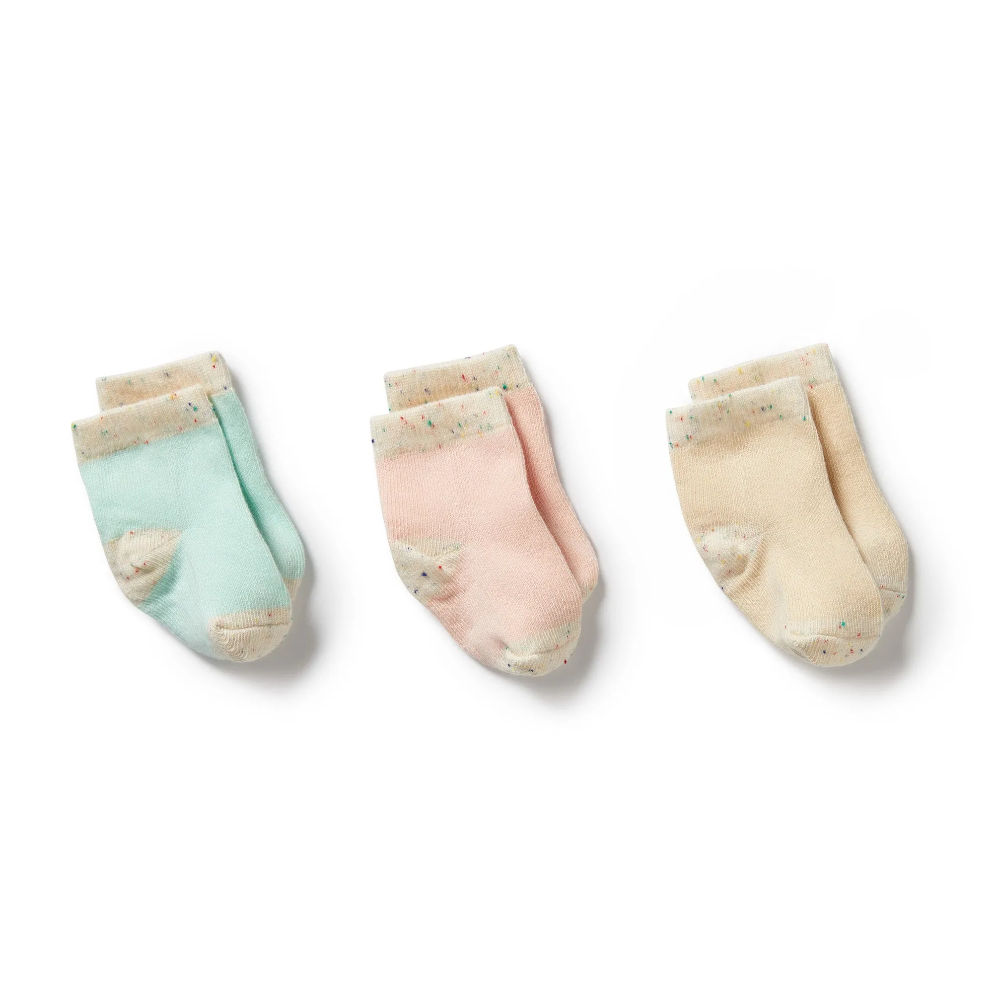 Organic Cotton Baby Socks 3 pack | Mint Green, Cream, Pink