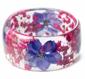 Pink and Purple Flower Resin Bracelet