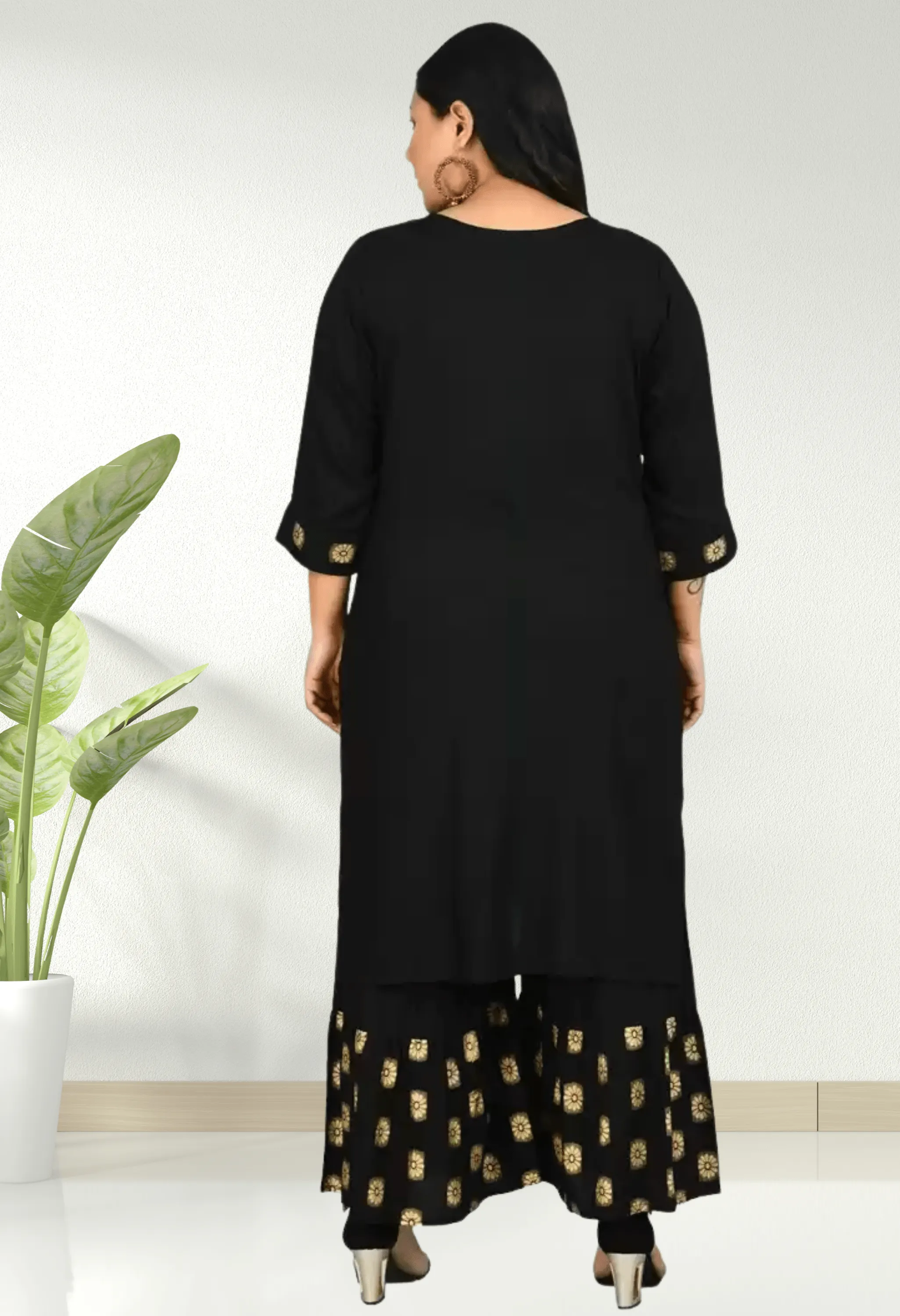 Plus Size Classic black Designer Sharara Set