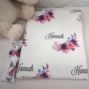 Purple Floral Birth Announcement Set