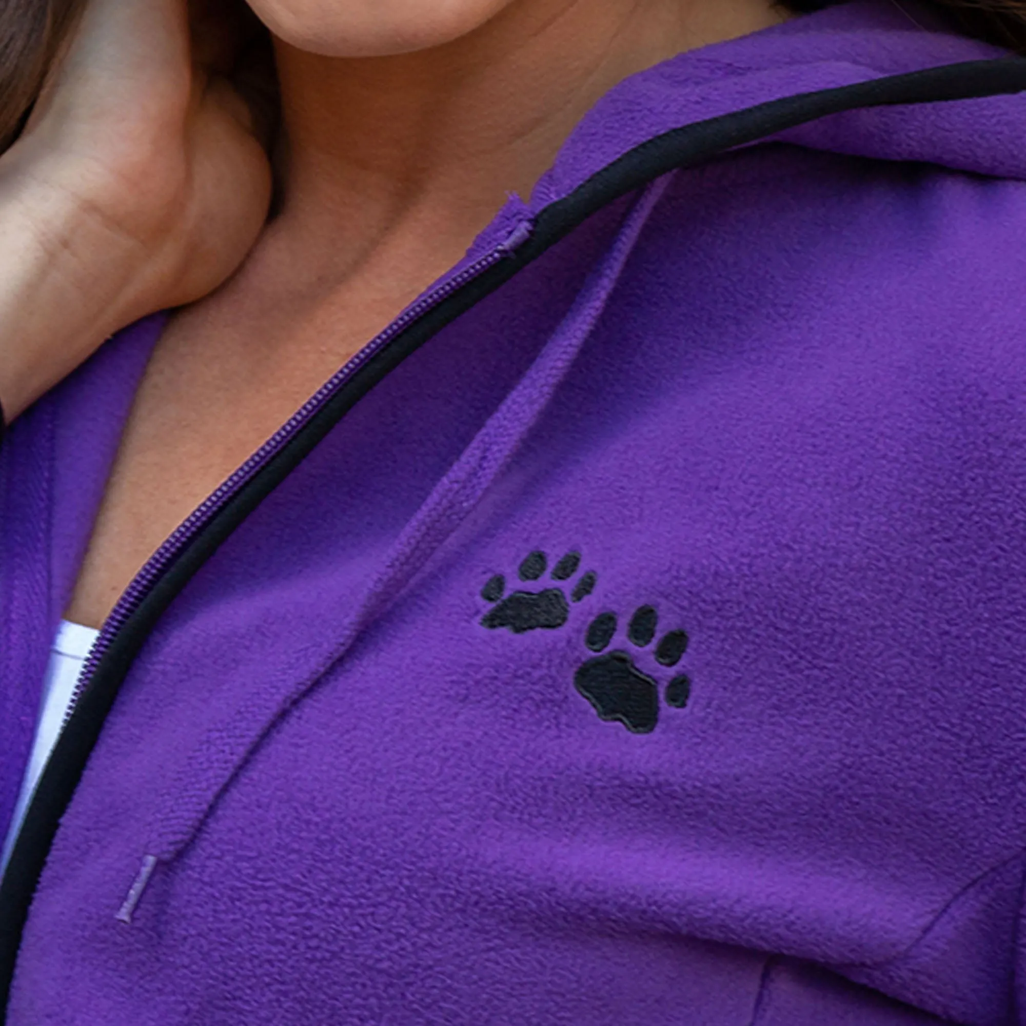 Purple Paw Trimmed Polar Fleece Hooded Jacket