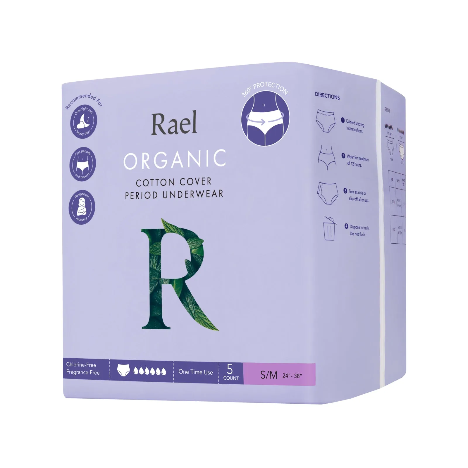 Rael Organic Cotton Period Underwear 5s (S/M)