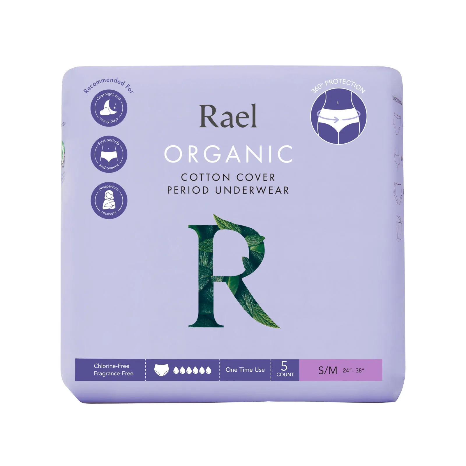 Rael Organic Cotton Period Underwear 5s (S/M)