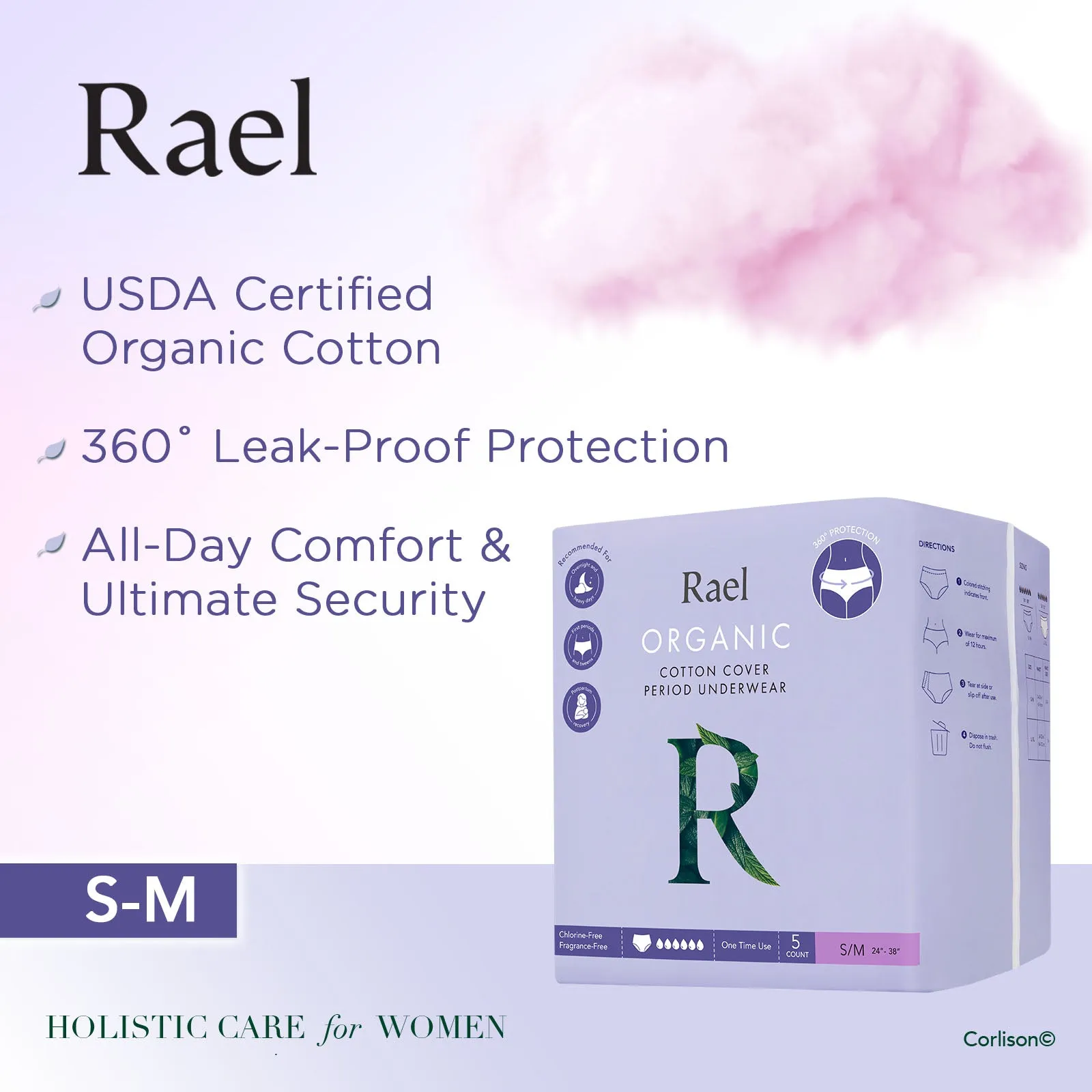 Rael Organic Cotton Period Underwear 5s (S/M)