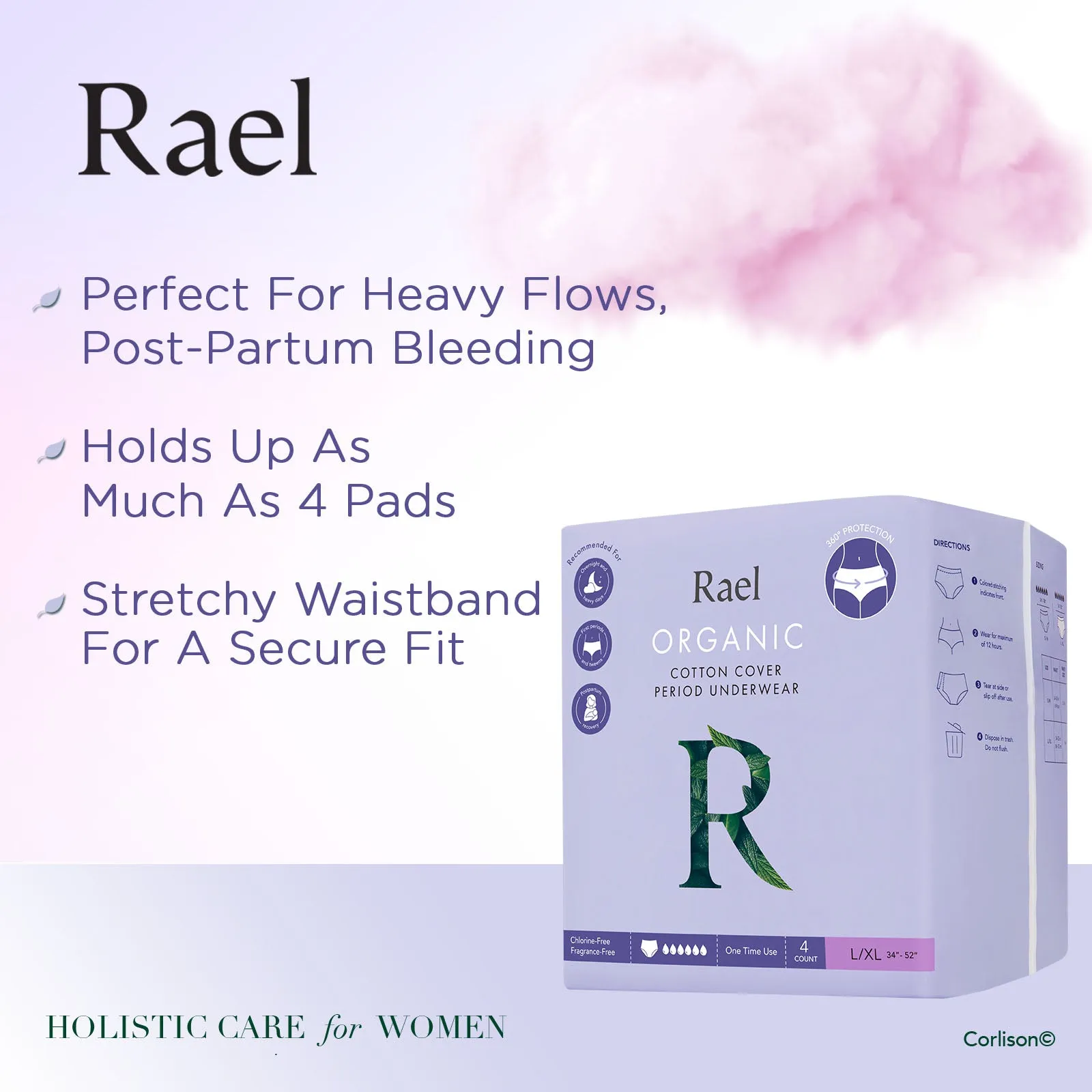 Rael Organic Cotton Period Underwear 5s (S/M)