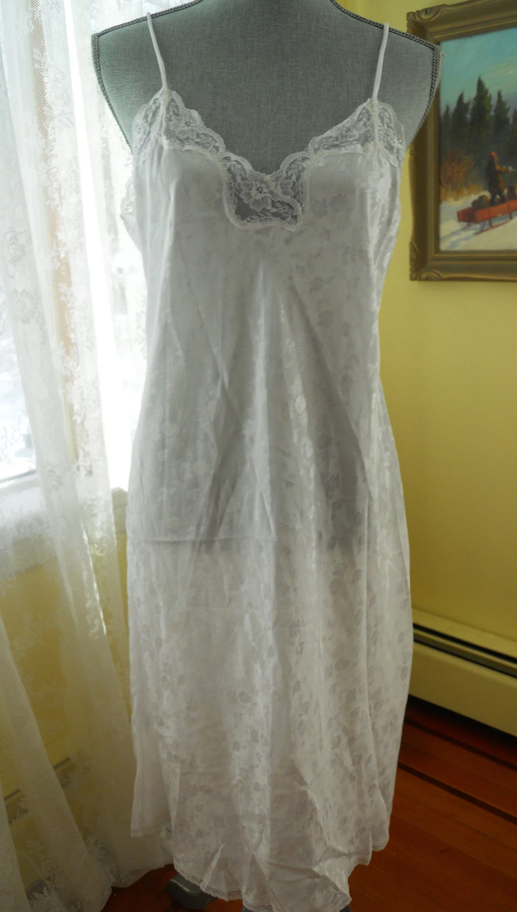 Retro White Nightgown or Slip Vintage Lingerie