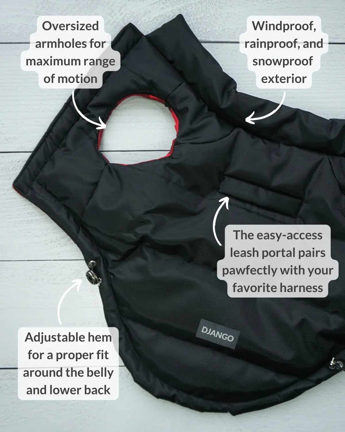 Reversible Puffer Dog Coat - Black