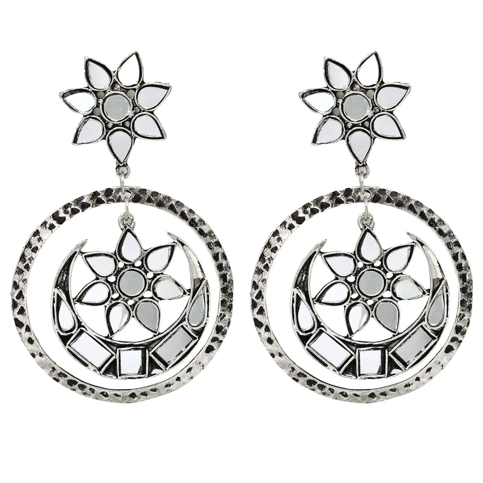 Samaya Silver Oxidized  Mirror Earrings