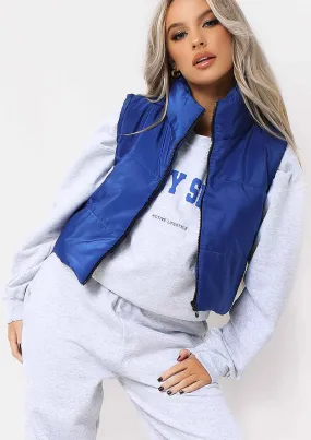 Sapphire Cobalt Blue Cropped Puffer Gilet