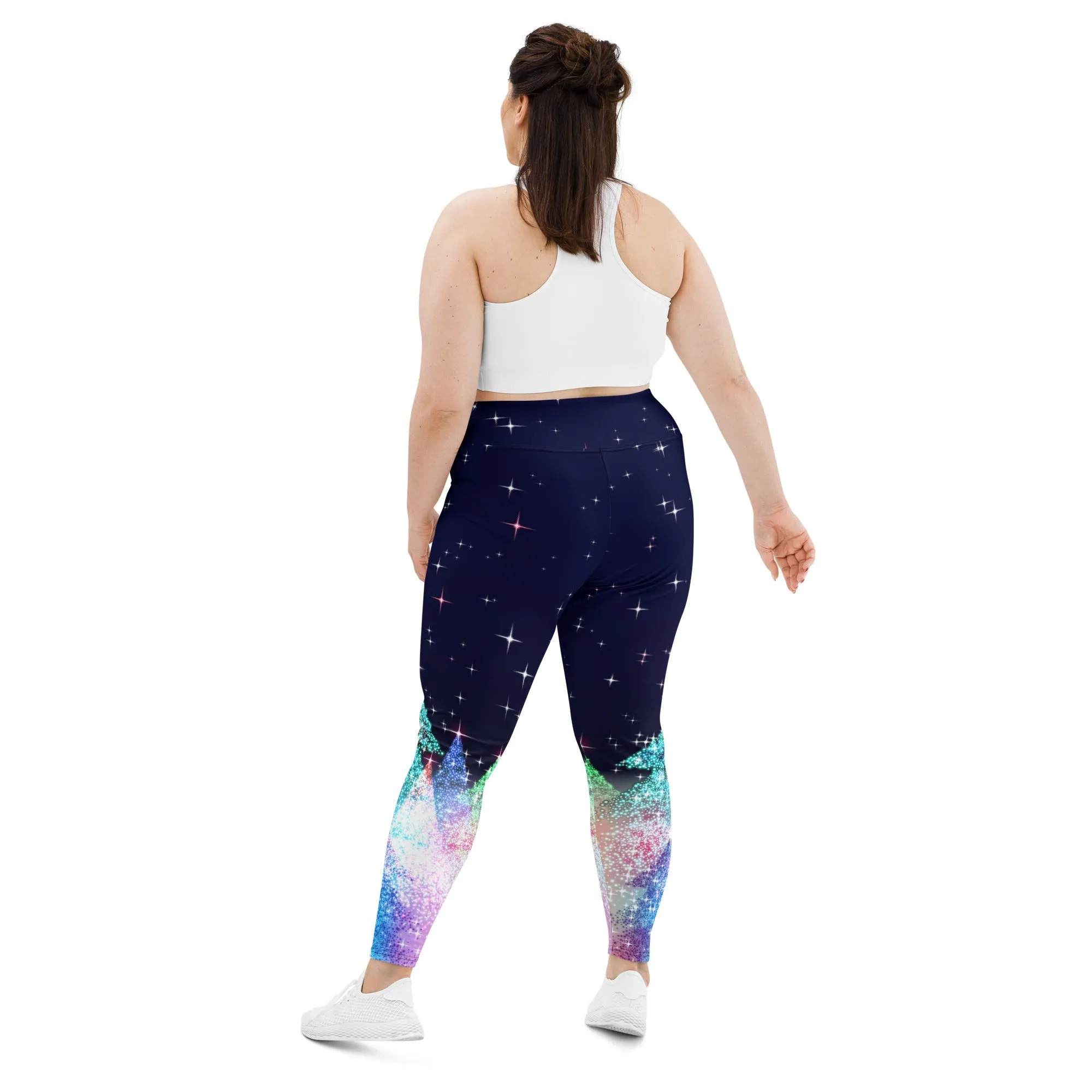 Shimmery Christmas Tree Print Plus Size Leggings