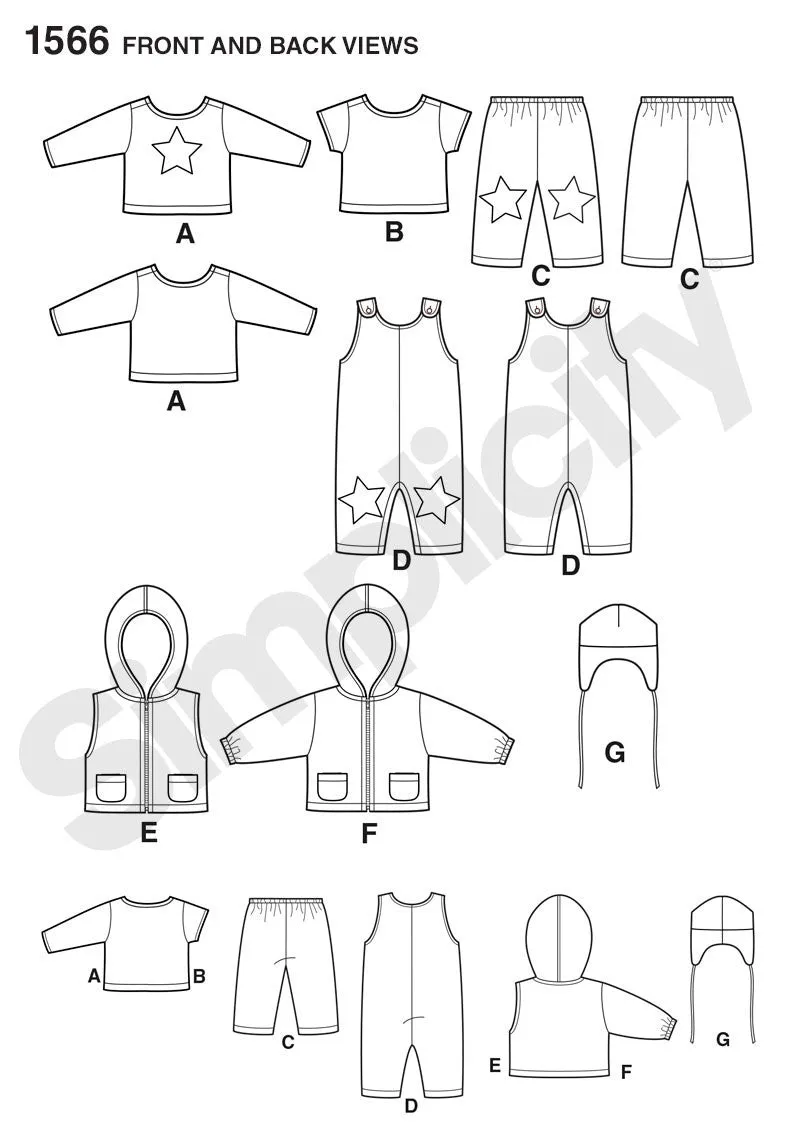 Simplicity Pattern 1566  babies' overall, zip up jacket