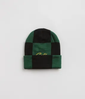 Skateboard Cafe Check Fold Beanie - Forest Green / Black / Gold