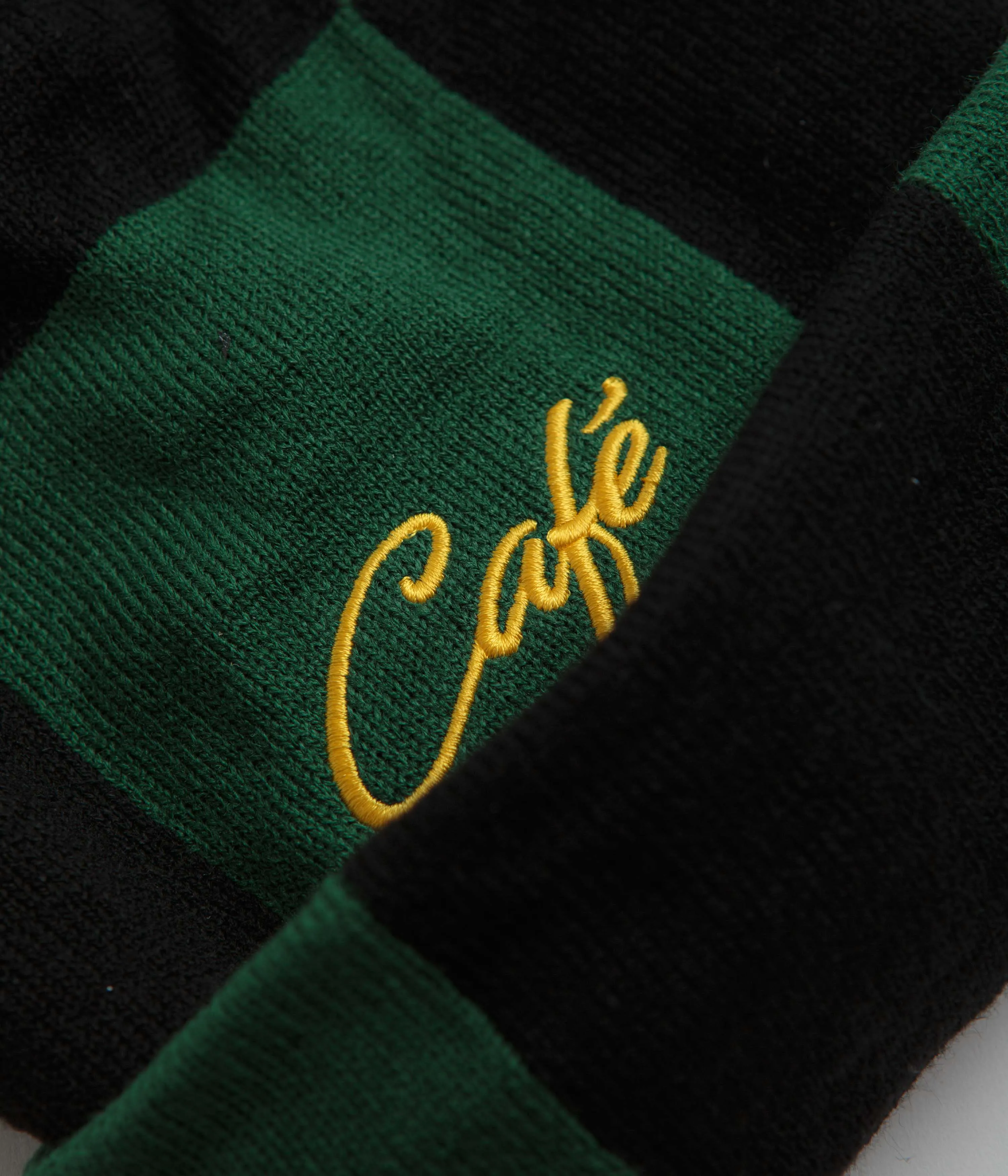 Skateboard Cafe Check Fold Beanie - Forest Green / Black / Gold