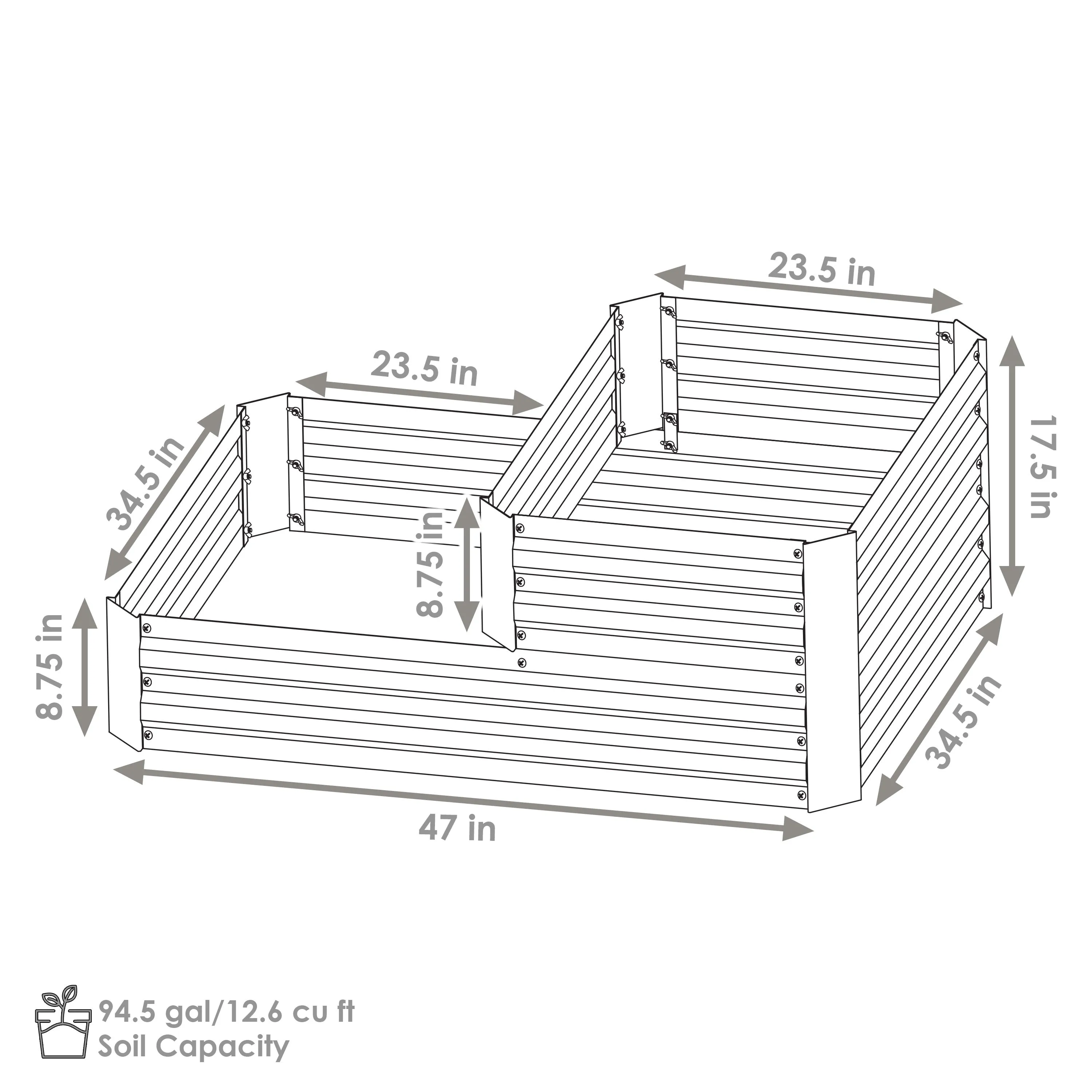 Sunnydaze 2-Tier Galvanized Raised Garden Bed - 17.5" H