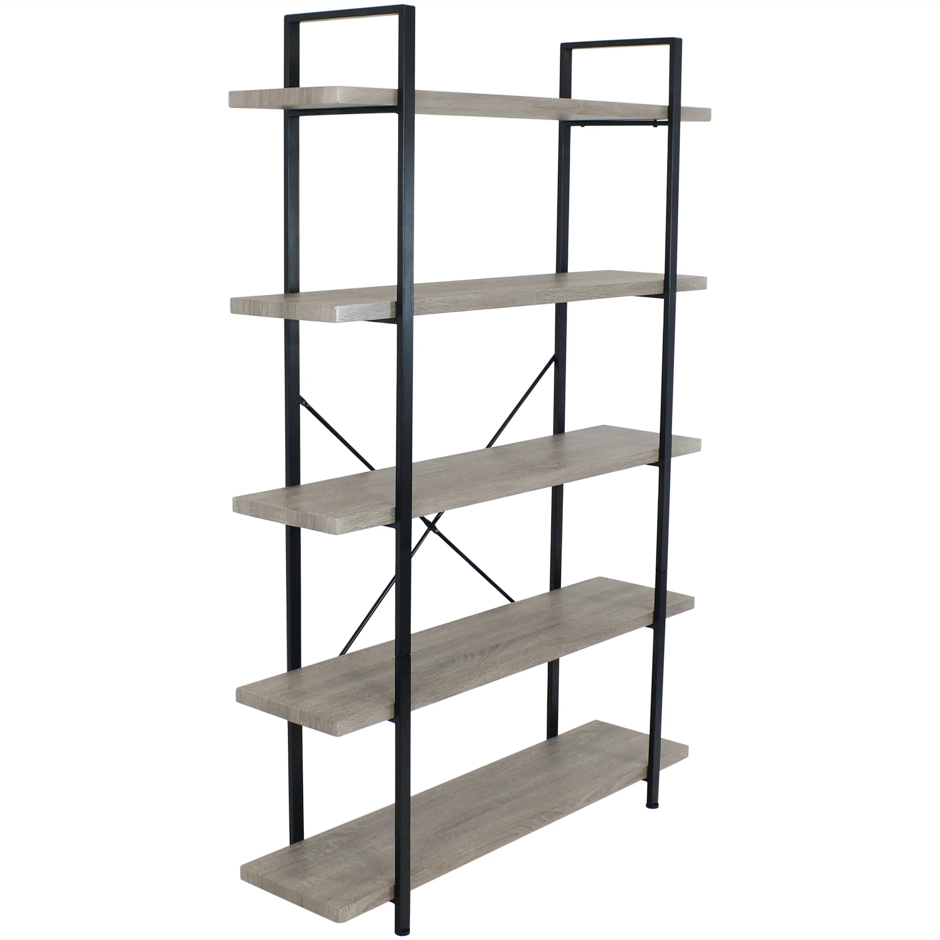 Sunnydaze 5-Tier Industrial Style Open Bookshelf