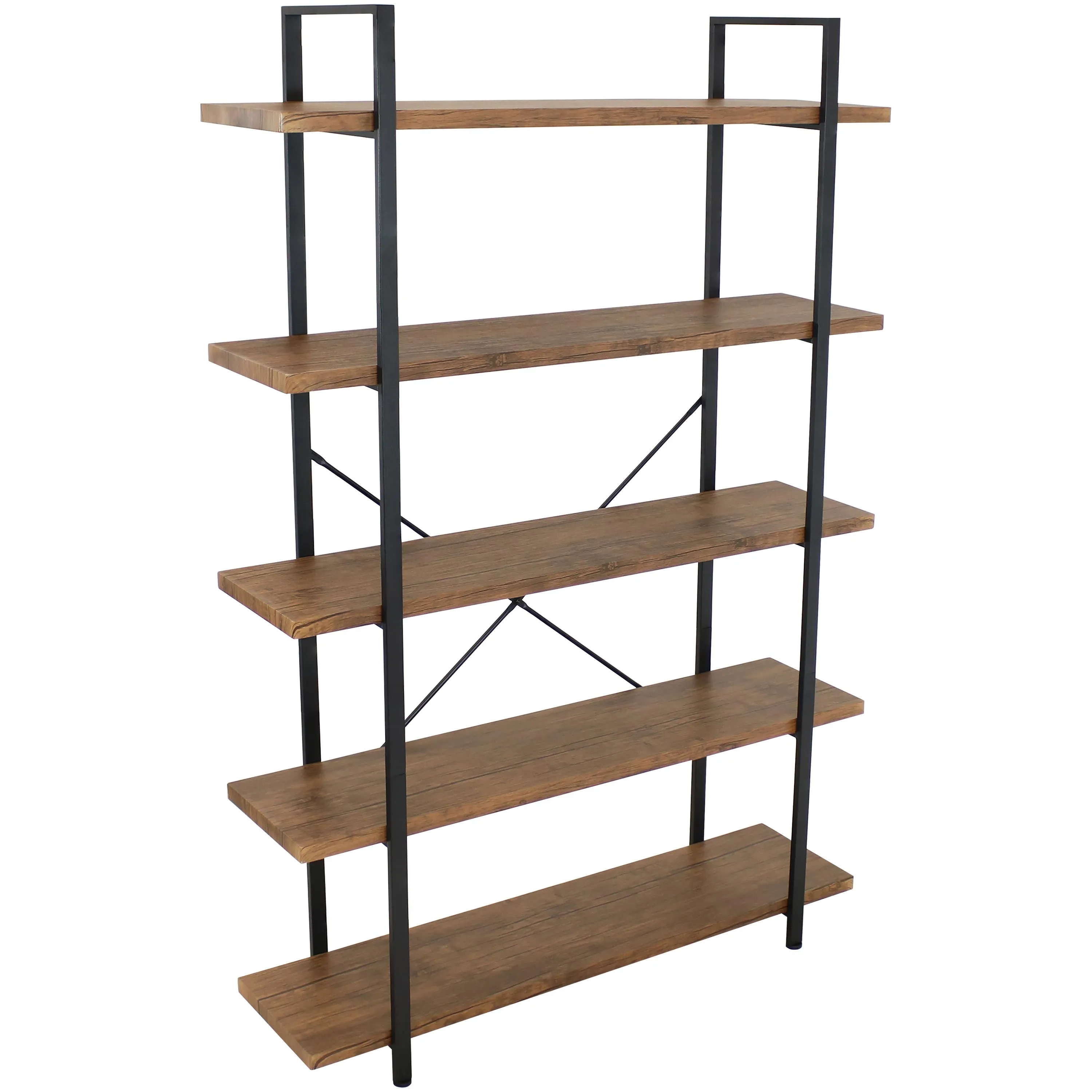 Sunnydaze 5-Tier Industrial Style Open Bookshelf