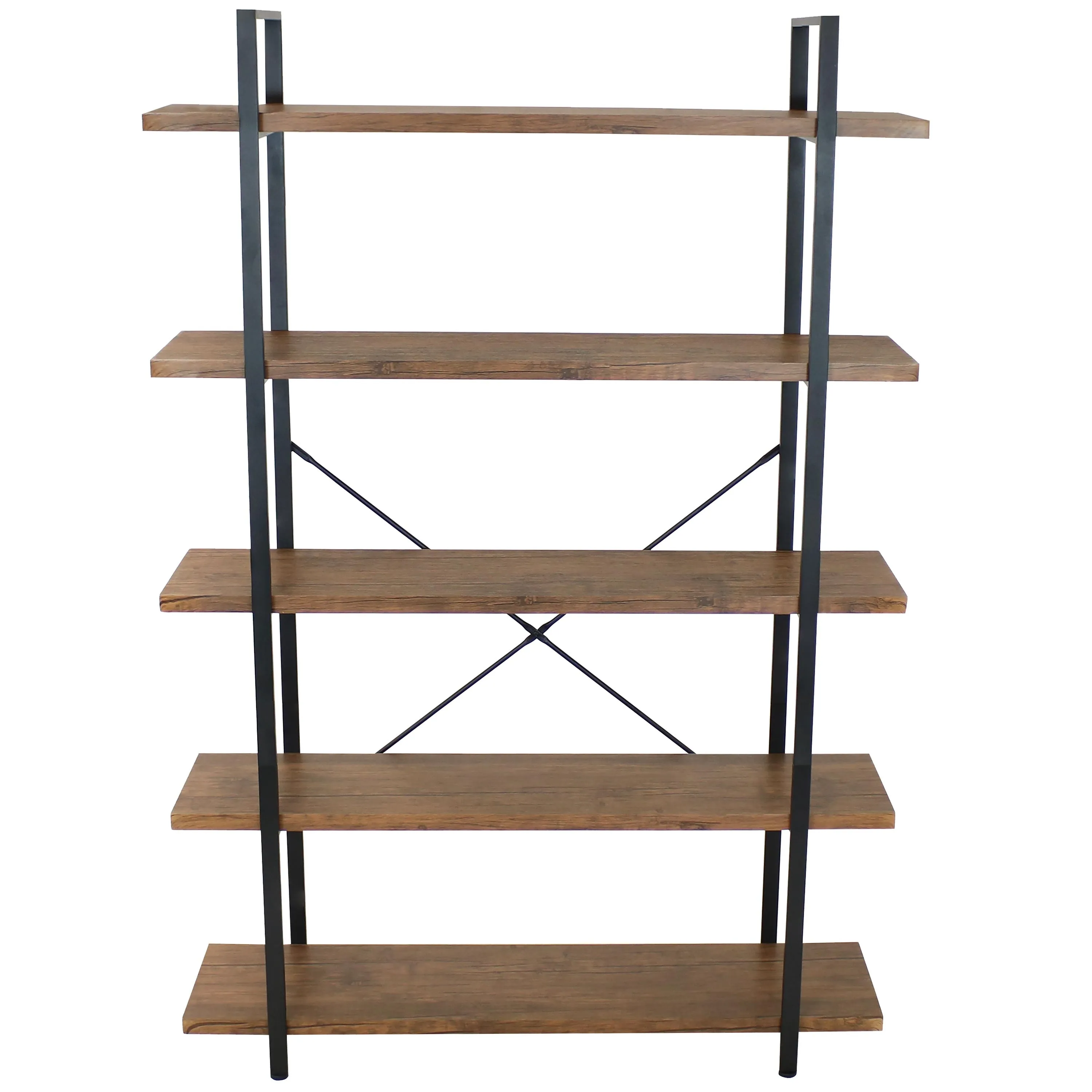 Sunnydaze 5-Tier Industrial Style Open Bookshelf