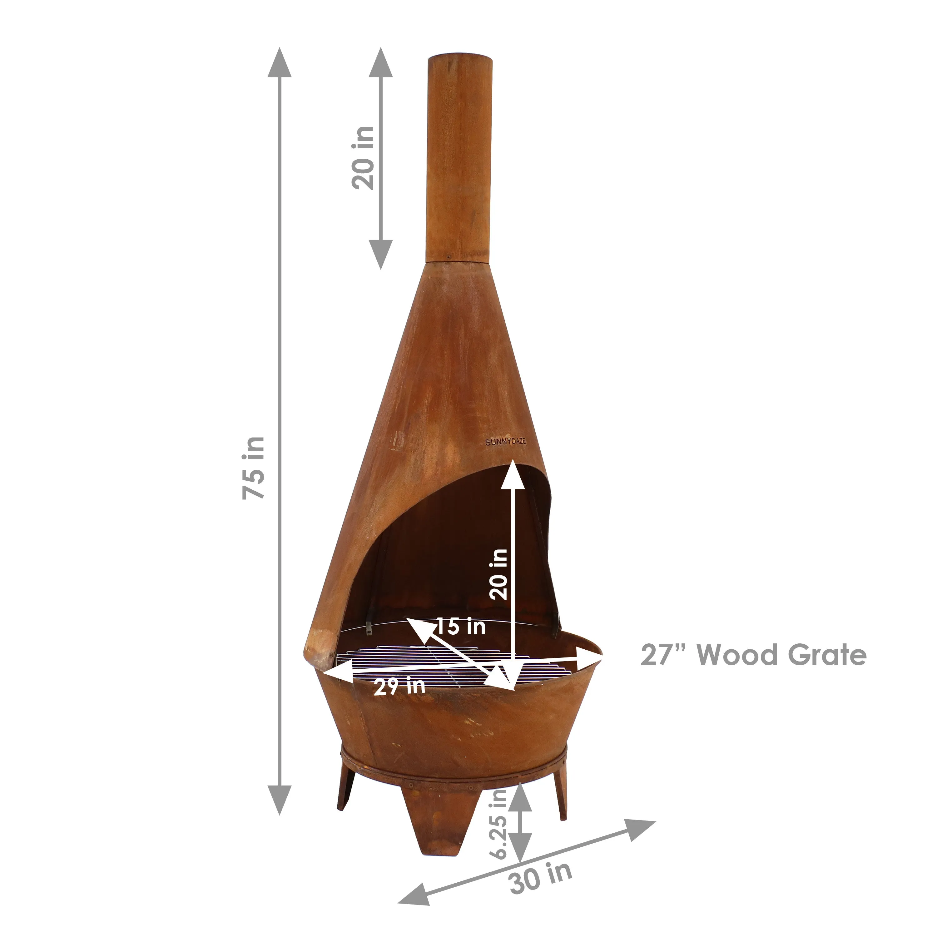 Sunnydaze 6' Wood-Burning Chiminea Fire Pit - Rustic