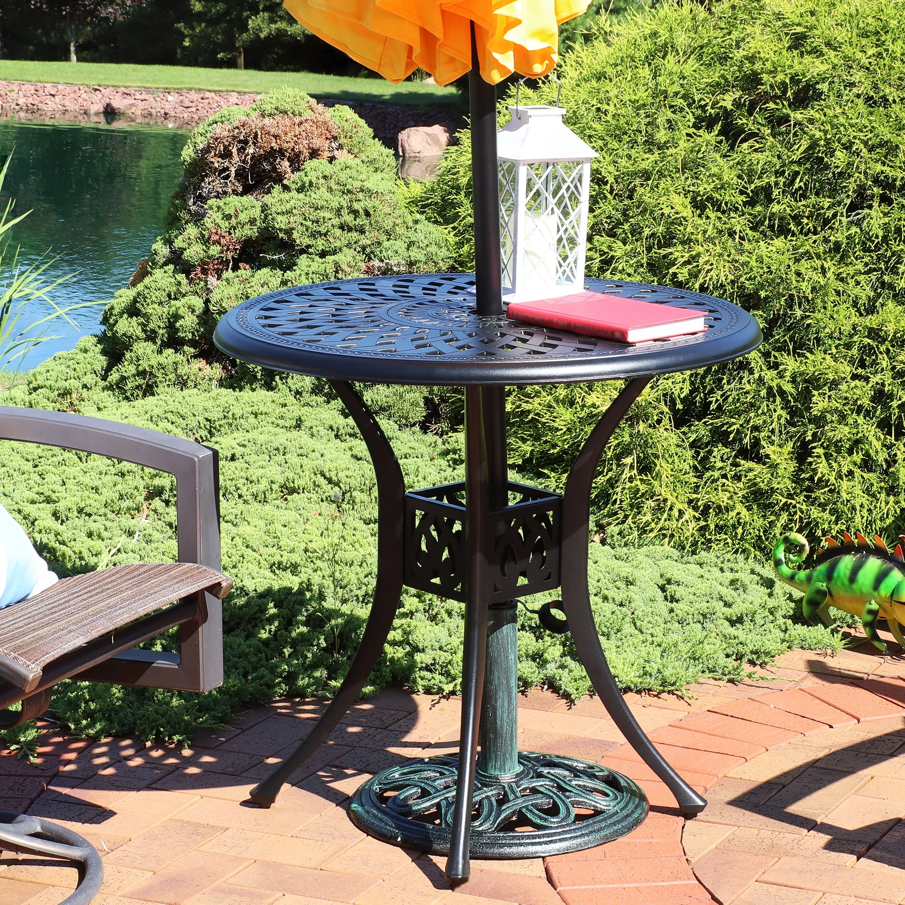 Sunnydaze Cast Aluminum Sigonella Round Patio Dining Table - 30.75"