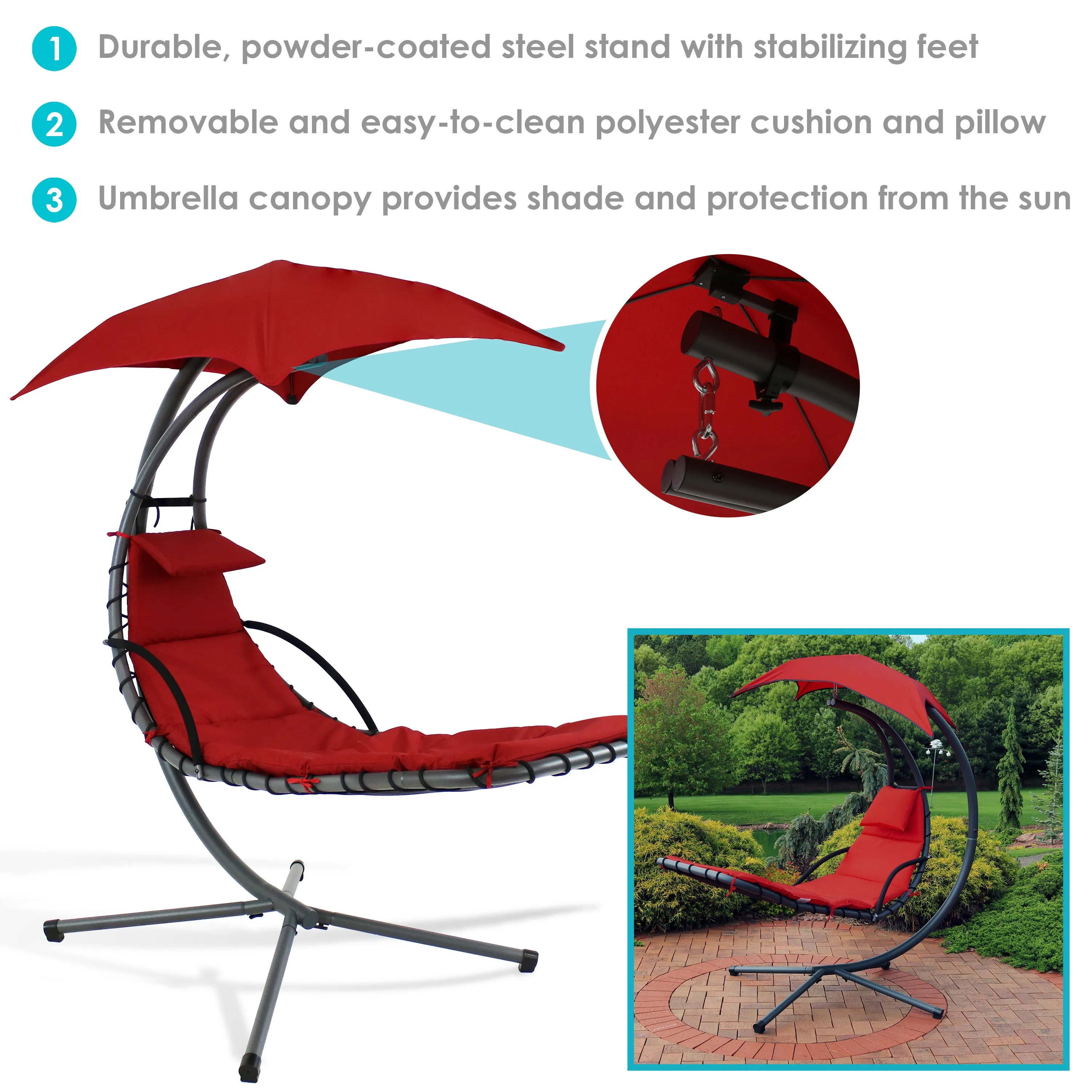 Sunnydaze Floating Chaise Lounge Chair with Umbrella