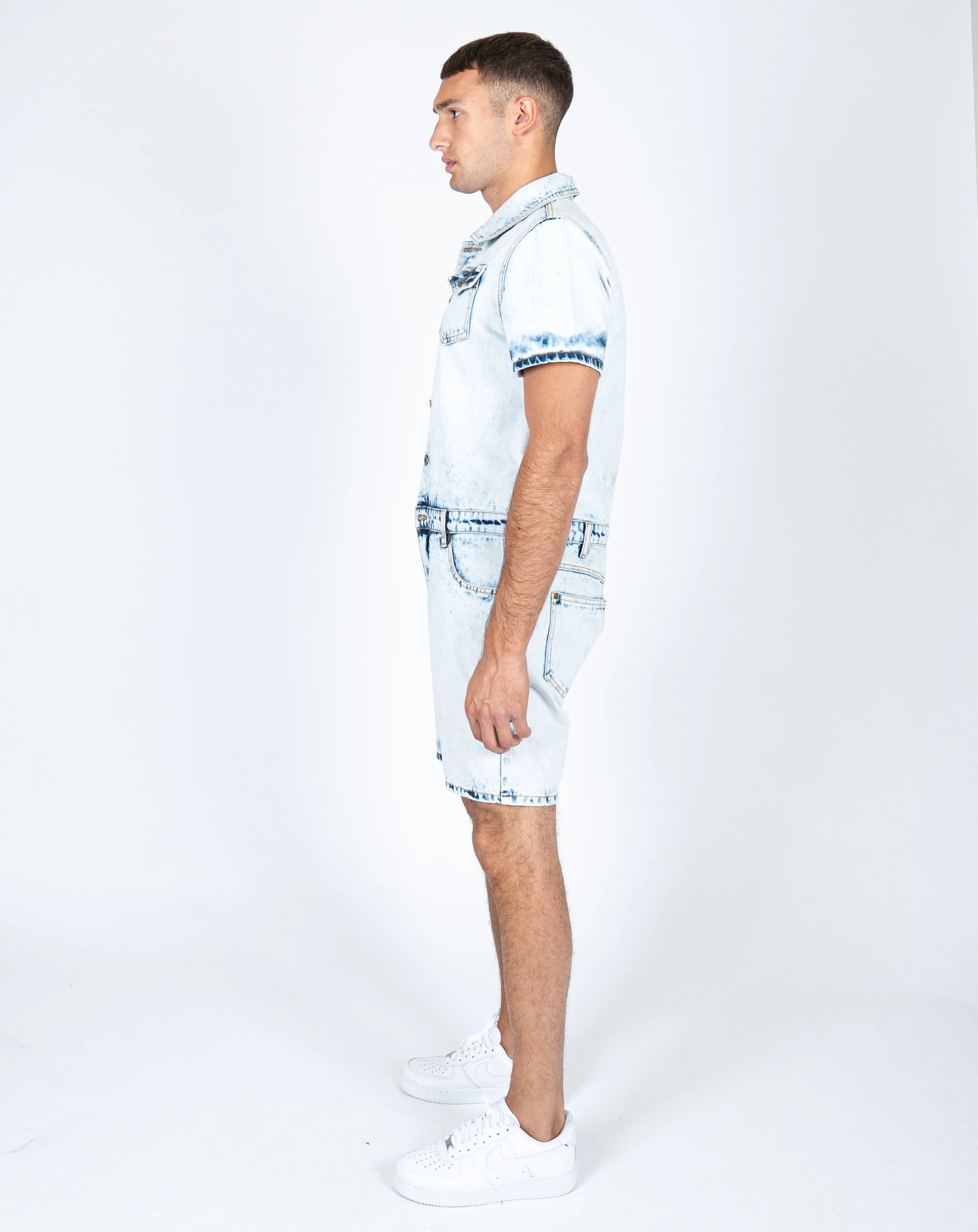 Tennessee Denim Overall Shorts in Cloud Wash