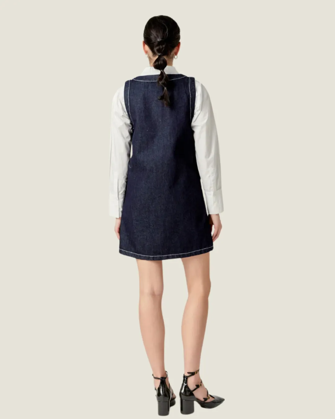 The Sydney: Buttoned Denim Sleeveless Mini Dress