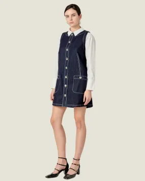 The Sydney: Buttoned Denim Sleeveless Mini Dress