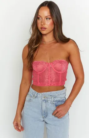 Tiarna Pink Lace Corset Top