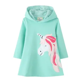 Unicorn Hooded Dress (2-7Yrs)